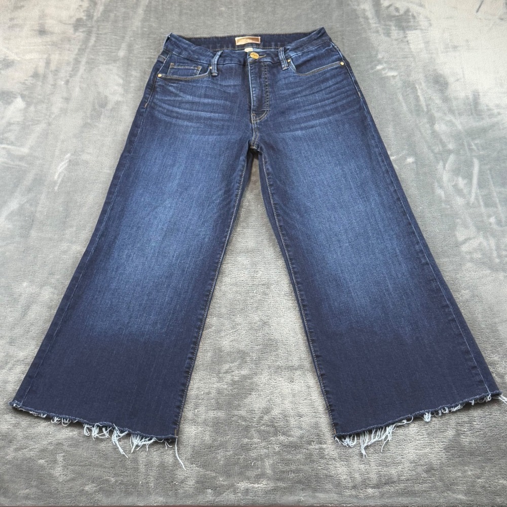 KUT from the Kloth Meg Fab Ab Wide Leg Jeans Dark Wash Raw Hem 2P